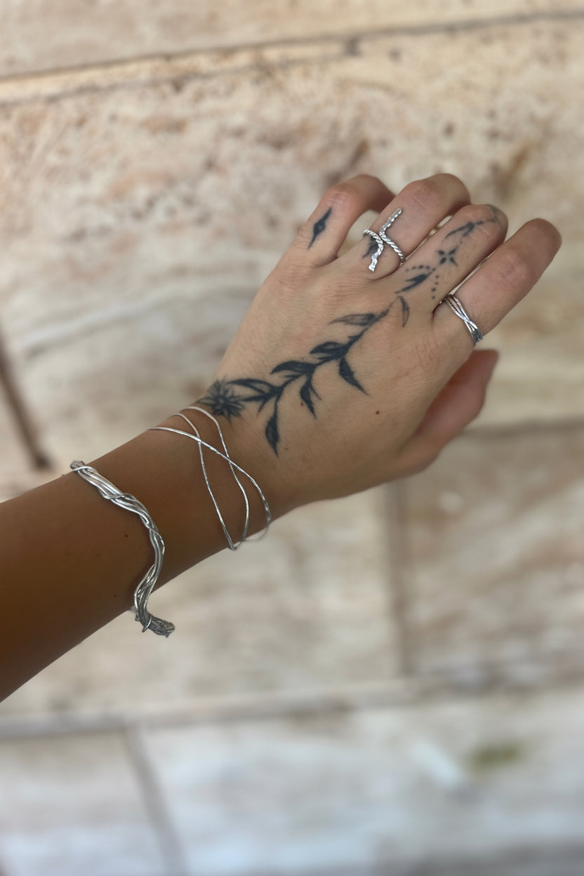 Hammered Aluminum Jewelry Set – 2 Bracelets & 2 Rings