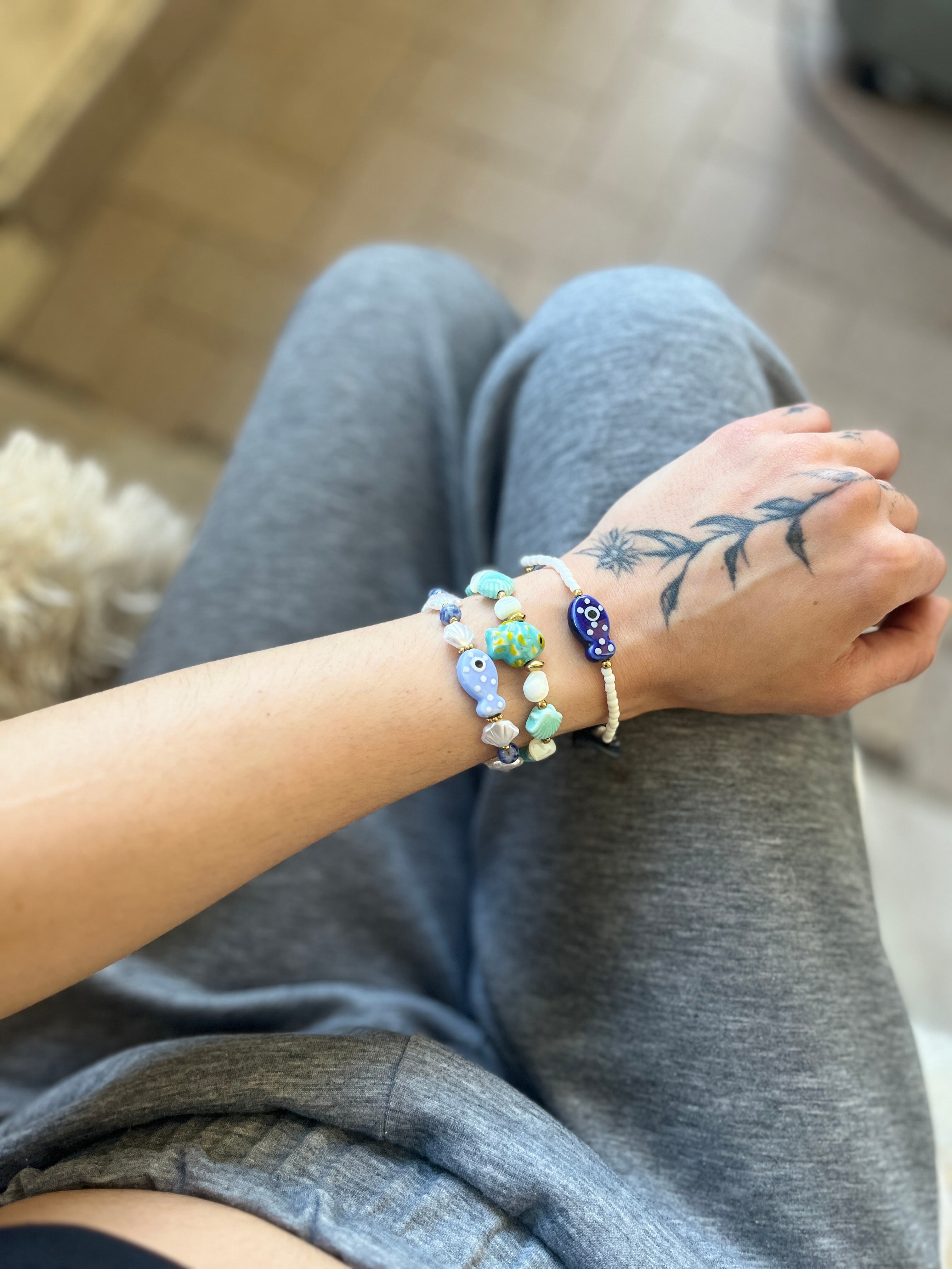 Deep Sea Soul – Handmade Navy & White Beads Jewelry Set