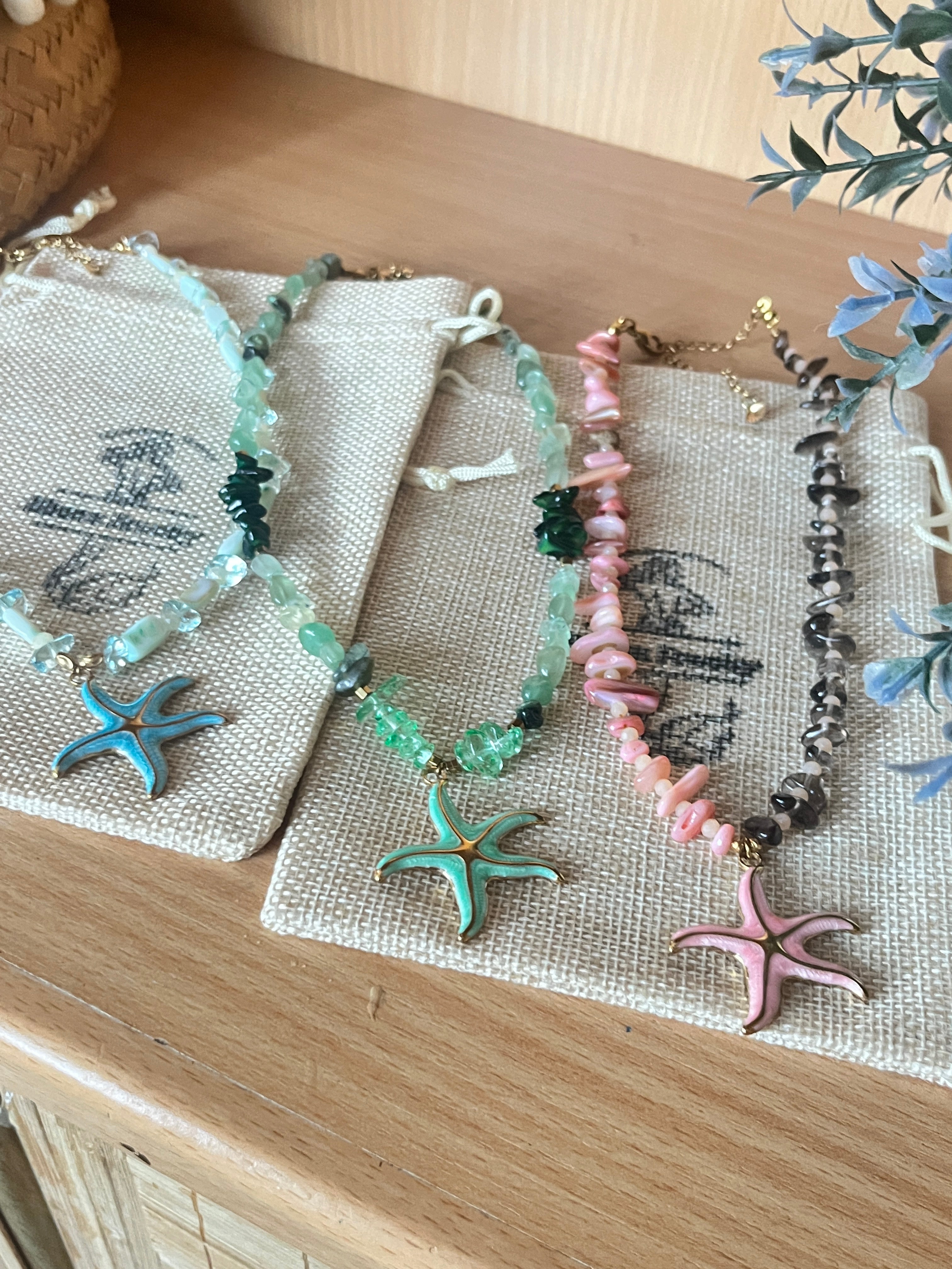 Summer Starfish" Boho Necklace – Χειροποίητο Κολιέ με Ημιπολύτιμες Πέτρες