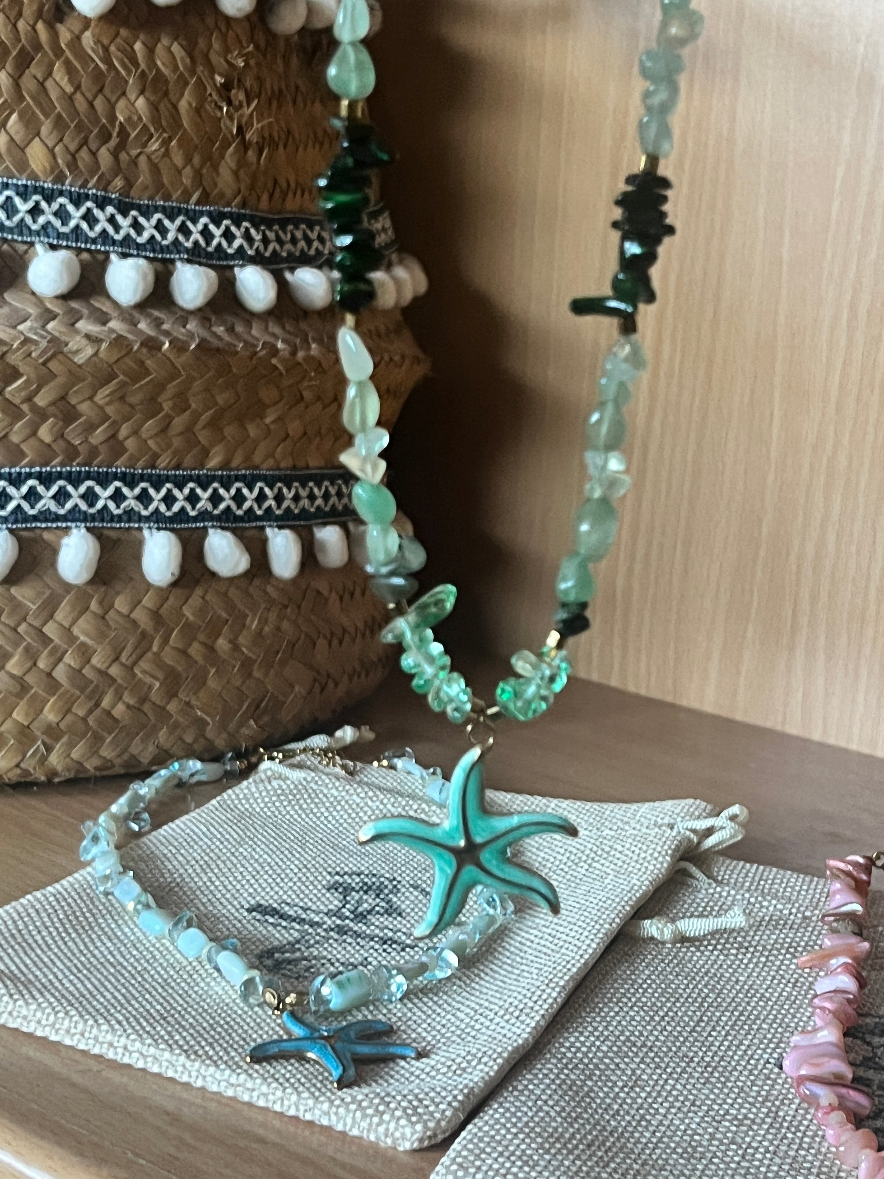 Summer Starfish" Boho Necklace – Χειροποίητο Κολιέ με Ημιπολύτιμες Πέτρες