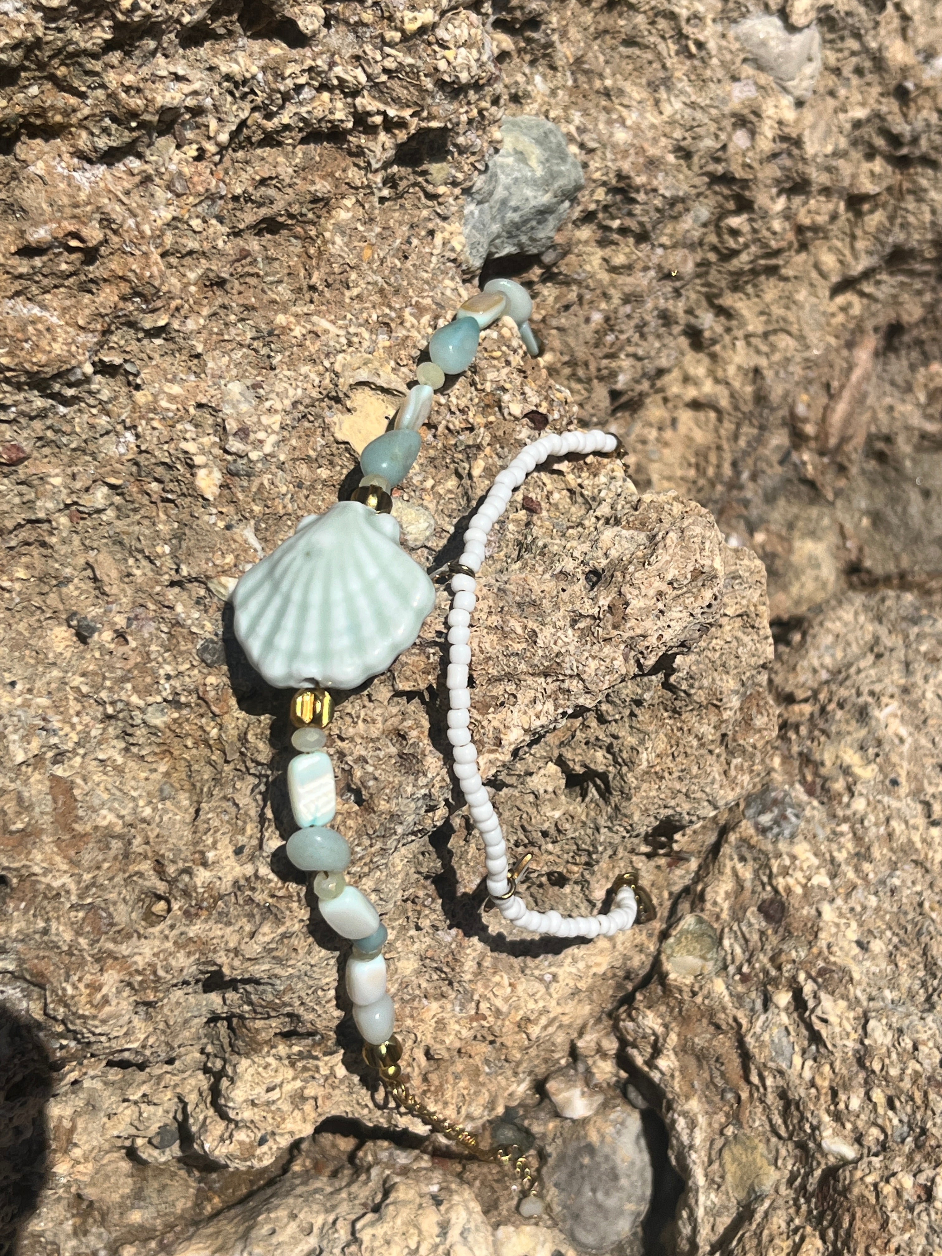 Sirena / Χειροποίητο Βραχιόλι Ποδιού "Aventurine Shell"