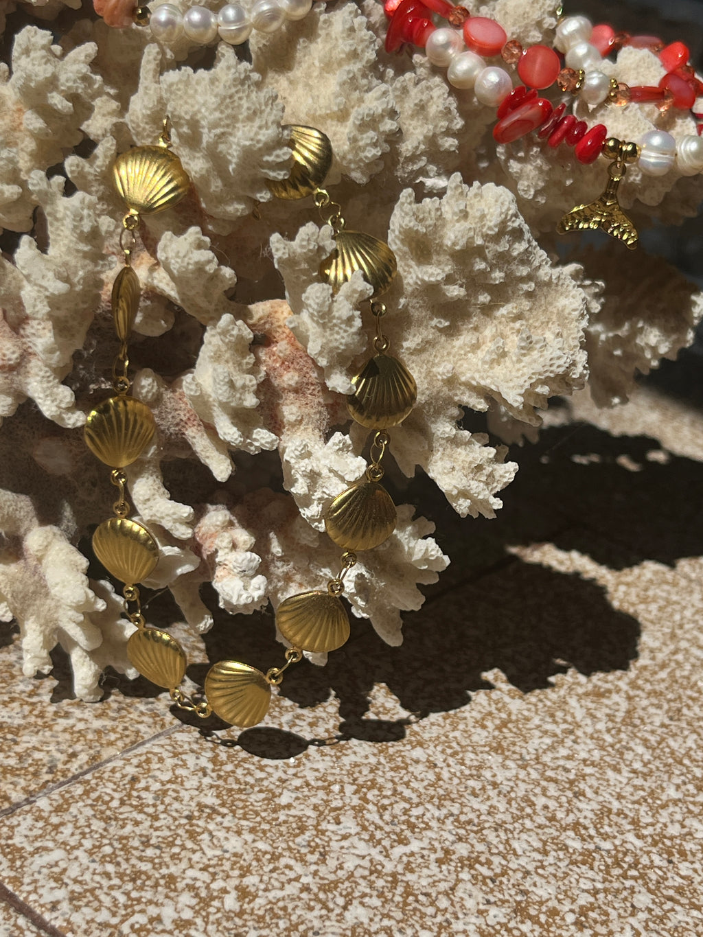 "Golden Shells" Statement Chained Anklet | Stainless Steel