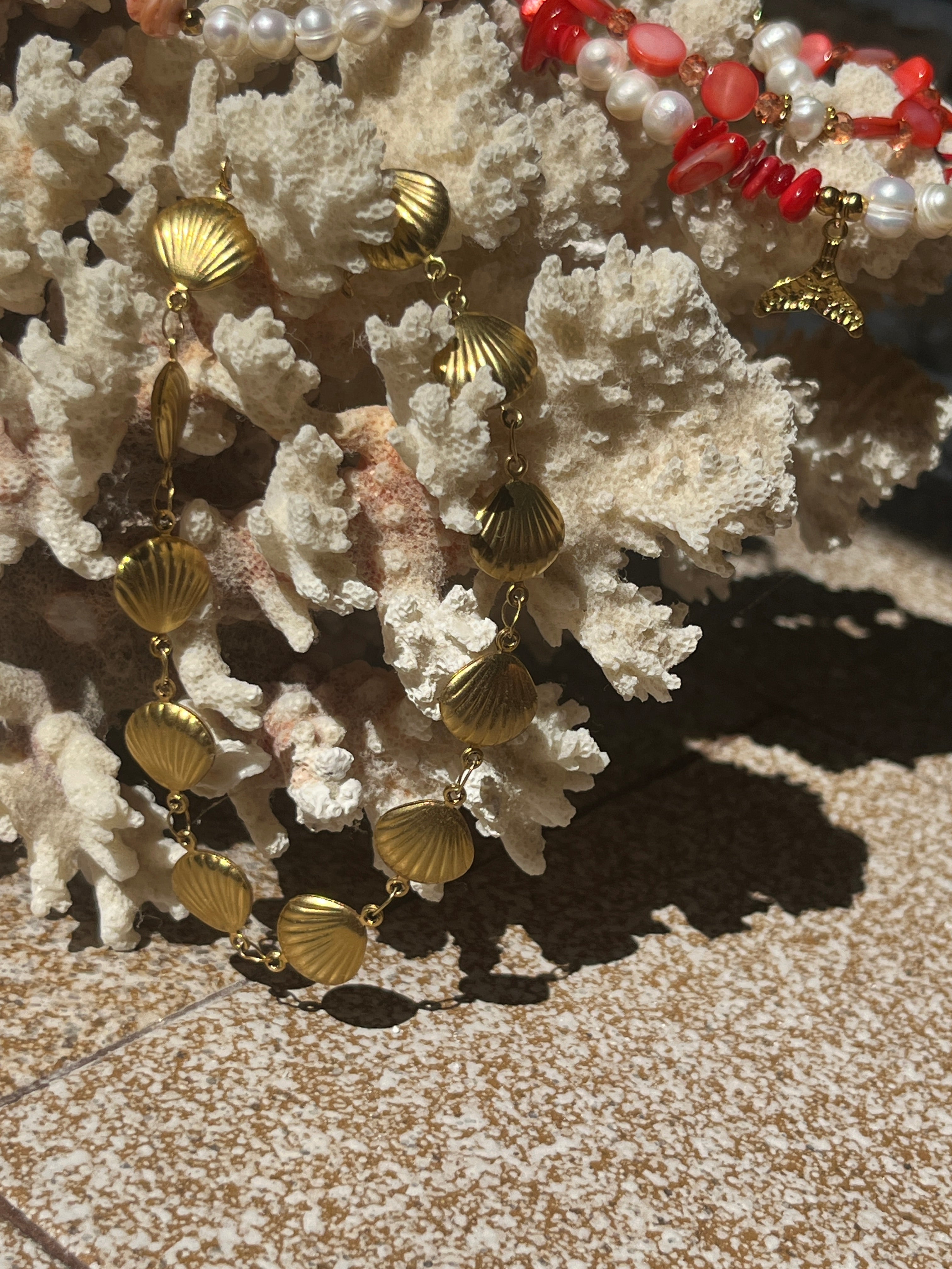 "Golden Shells" Statement Chained Anklet | Stainless Steel