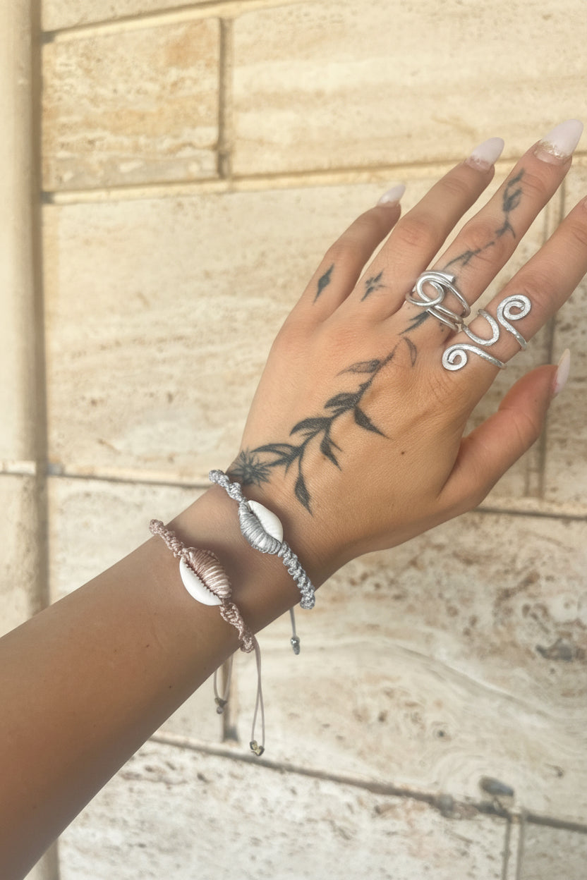 Handmade Macramé Cowrie Shell Bracelet Set (Set of 2)