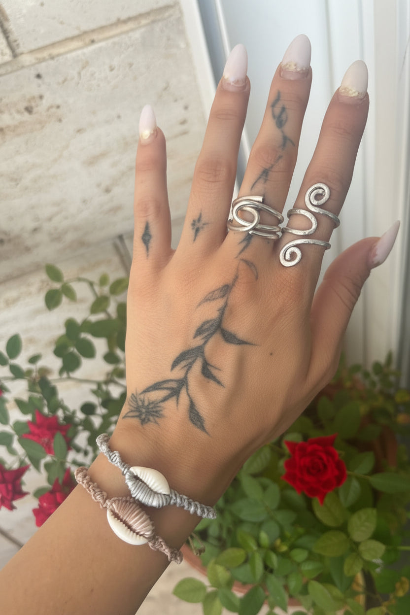 Handmade Macramé Cowrie Shell Bracelet Set (Set of 2)