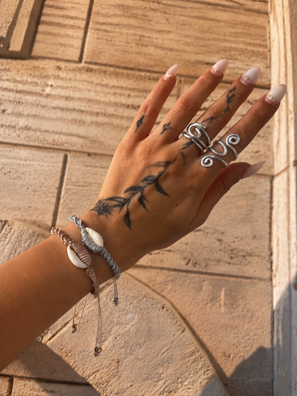 Handmade Macramé Cowrie Shell Bracelet Set (Set of 2)