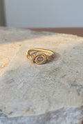 Handmade Amethyst Wire Wrap Ring - top view on stone
