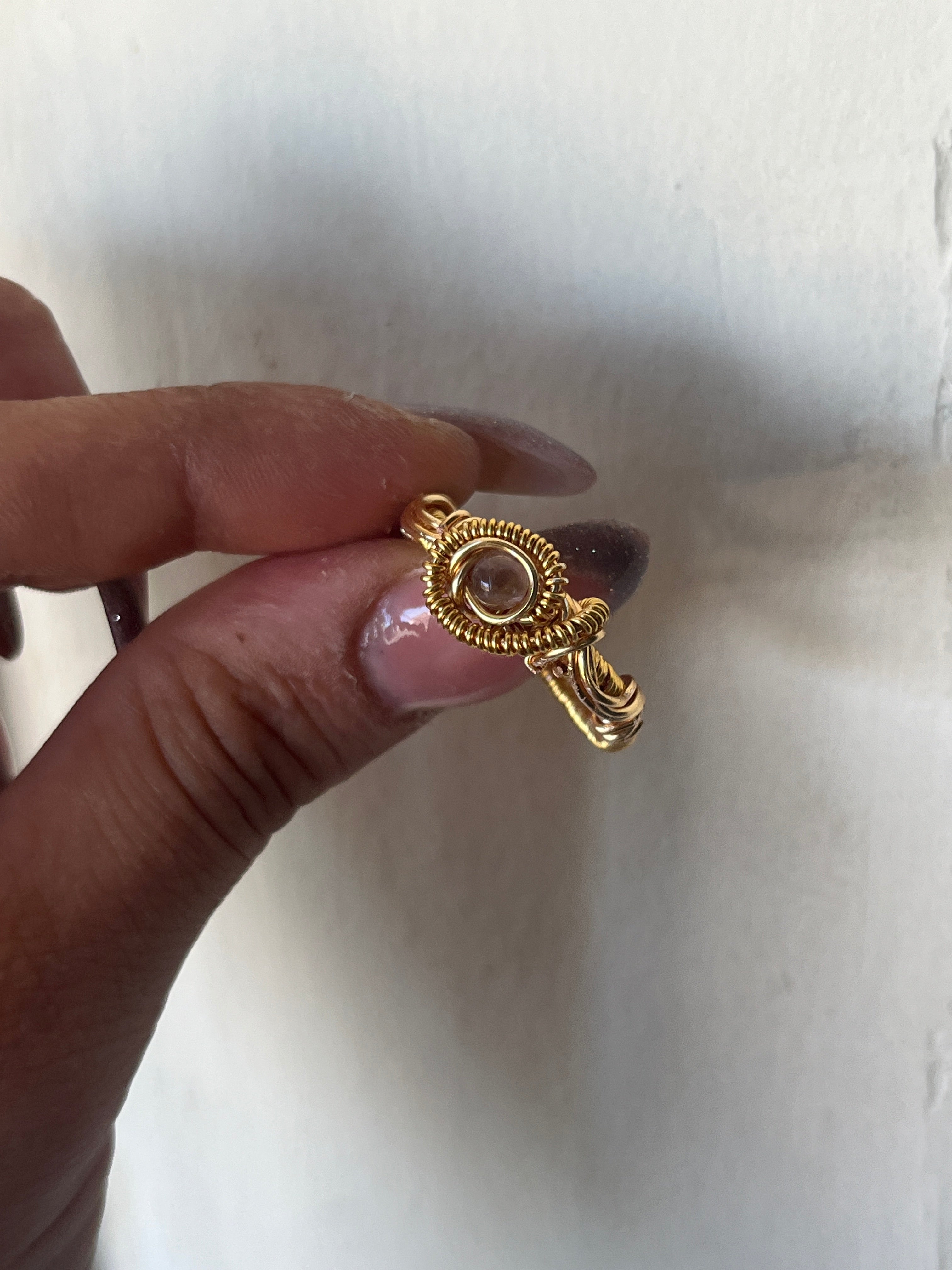 Handmade Amethyst Wire Wrap Ring - close up detail