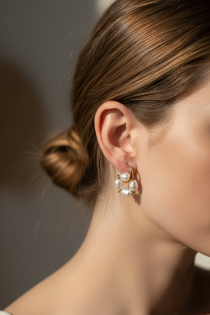 Sirena Pearl Hoop Earrings
