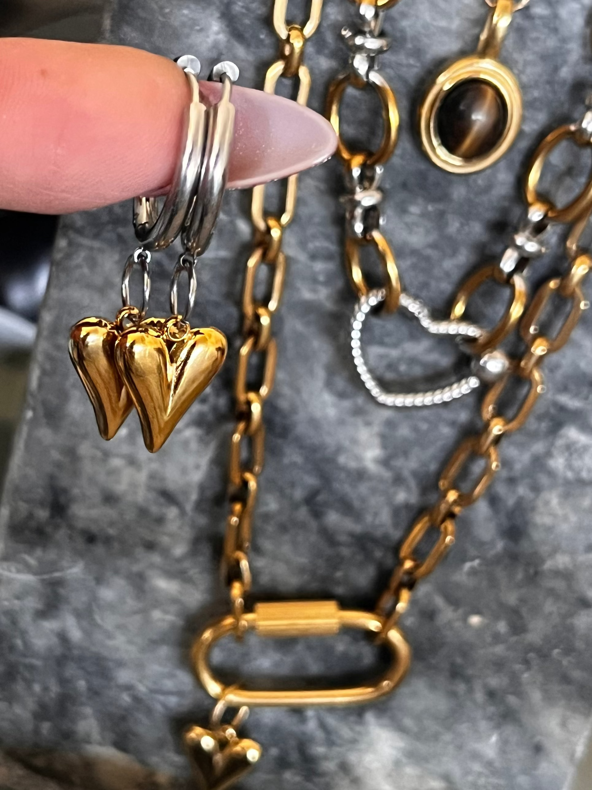 Επιχρυσα Σκουλαρικια Eternal Heart Two -Tone