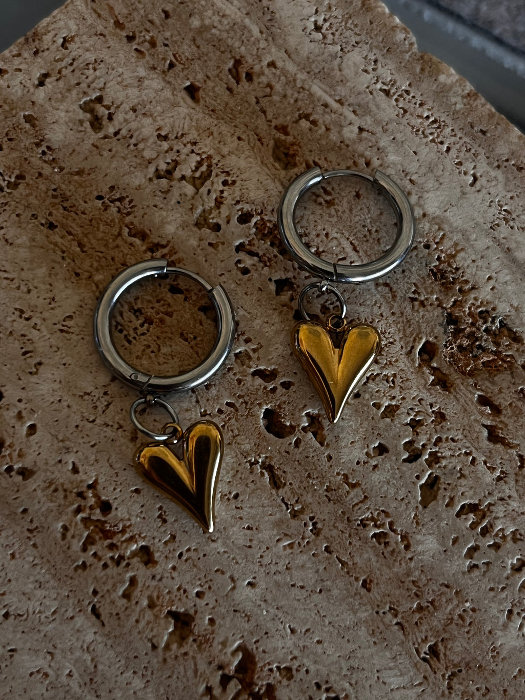 Επιχρυσα Σκουλαρικια Eternal Heart Two -Tone
