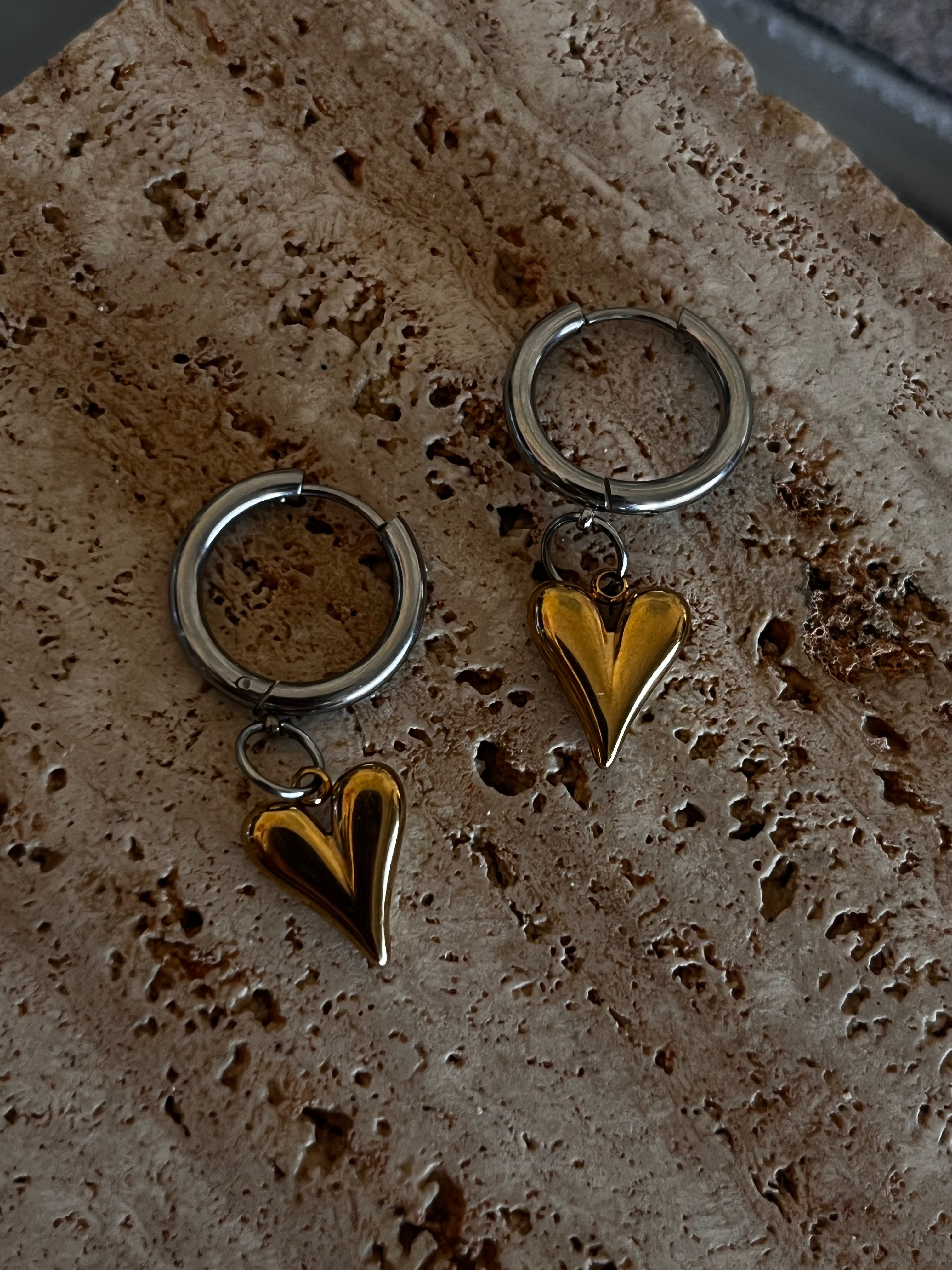 Επιχρυσα Σκουλαρικια Eternal Heart Two -Tone