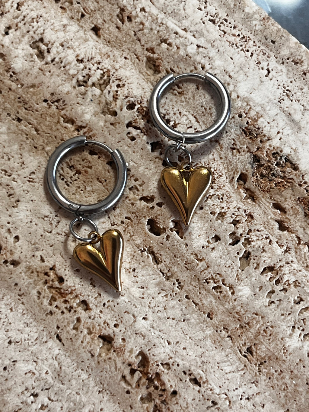 Επιχρυσα Σκουλαρικια Eternal Heart Two -Tone