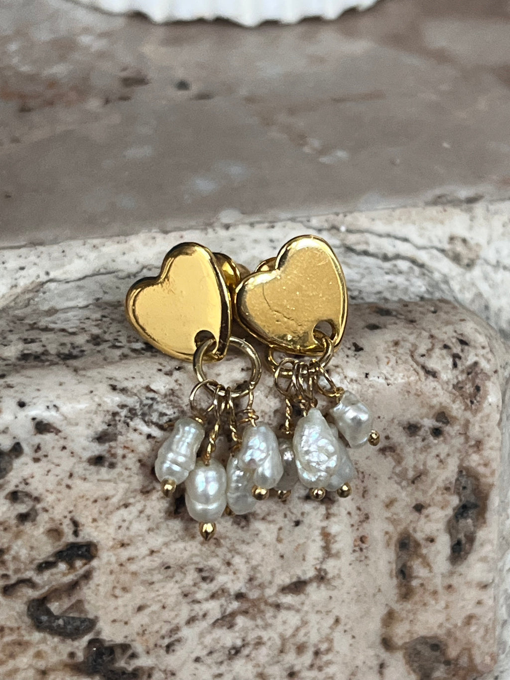 Sirena Jewelry - Heart and Pearl Earrings - Handmade in Rhodes