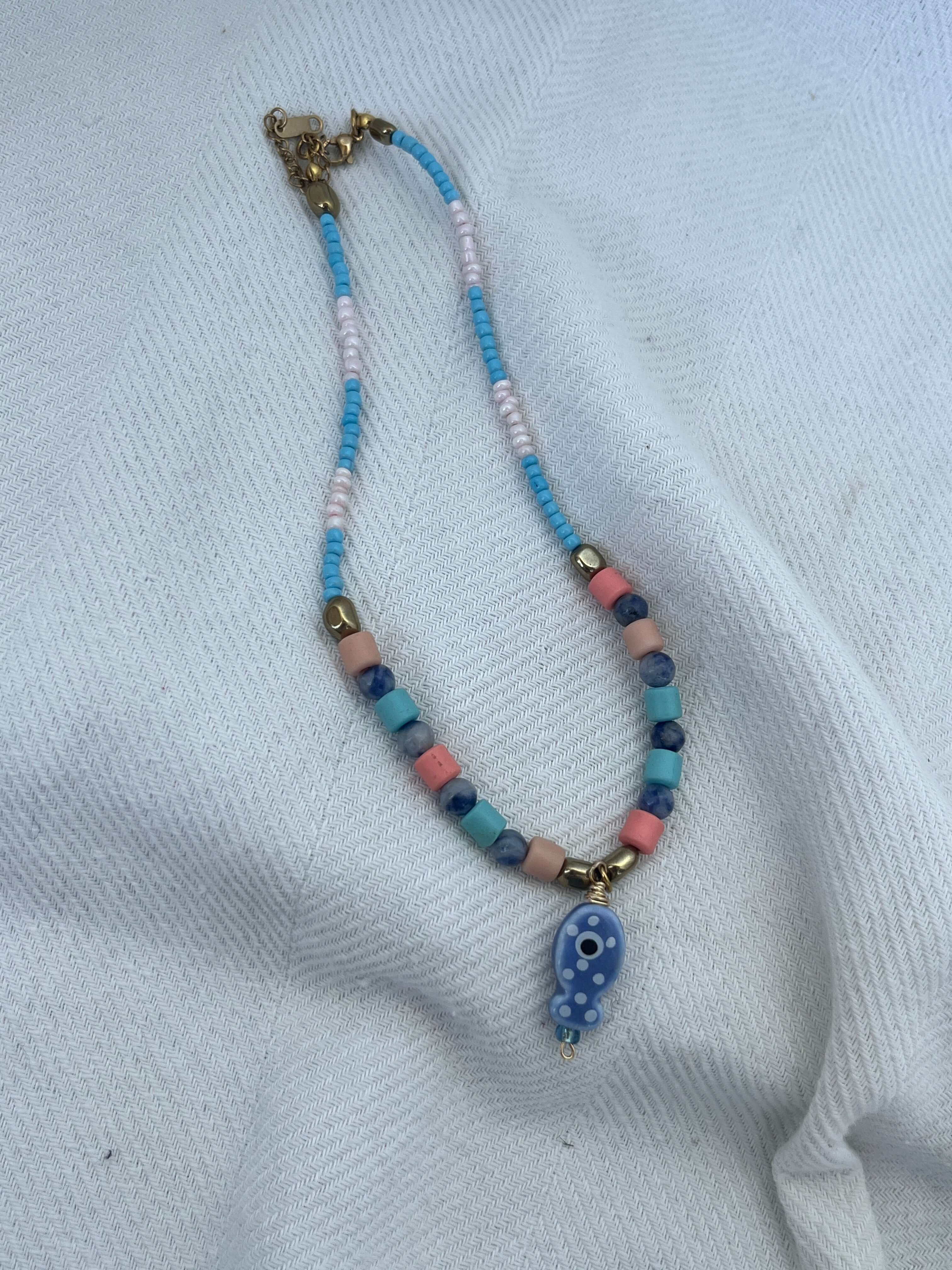 Ceramic Fish Beaded Necklace – Summer Limited Edition(Blue Fish)