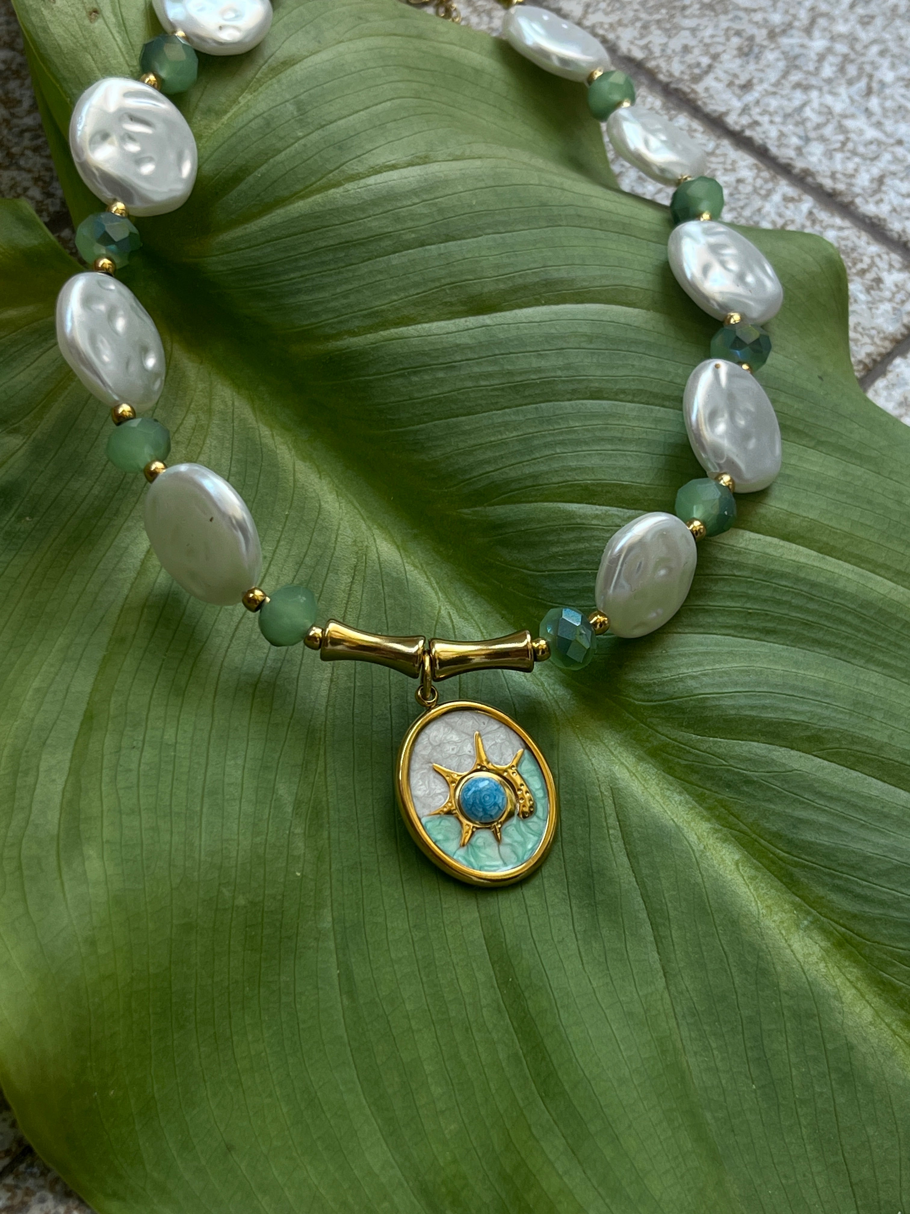 "Helios" Pearl Choker -Handcrafted Summer Essence