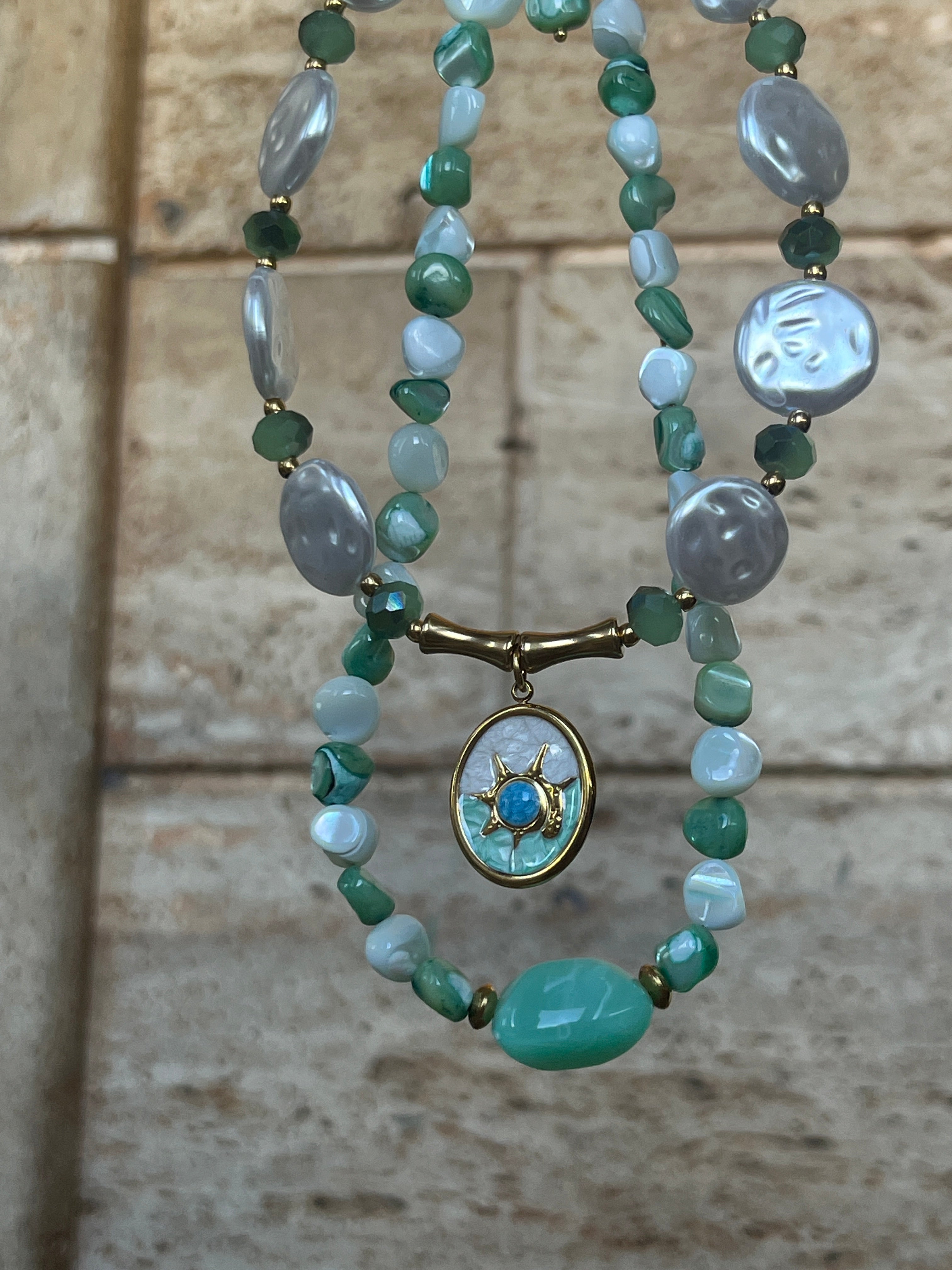 "Helios" Pearl Choker -Handcrafted Summer Essence