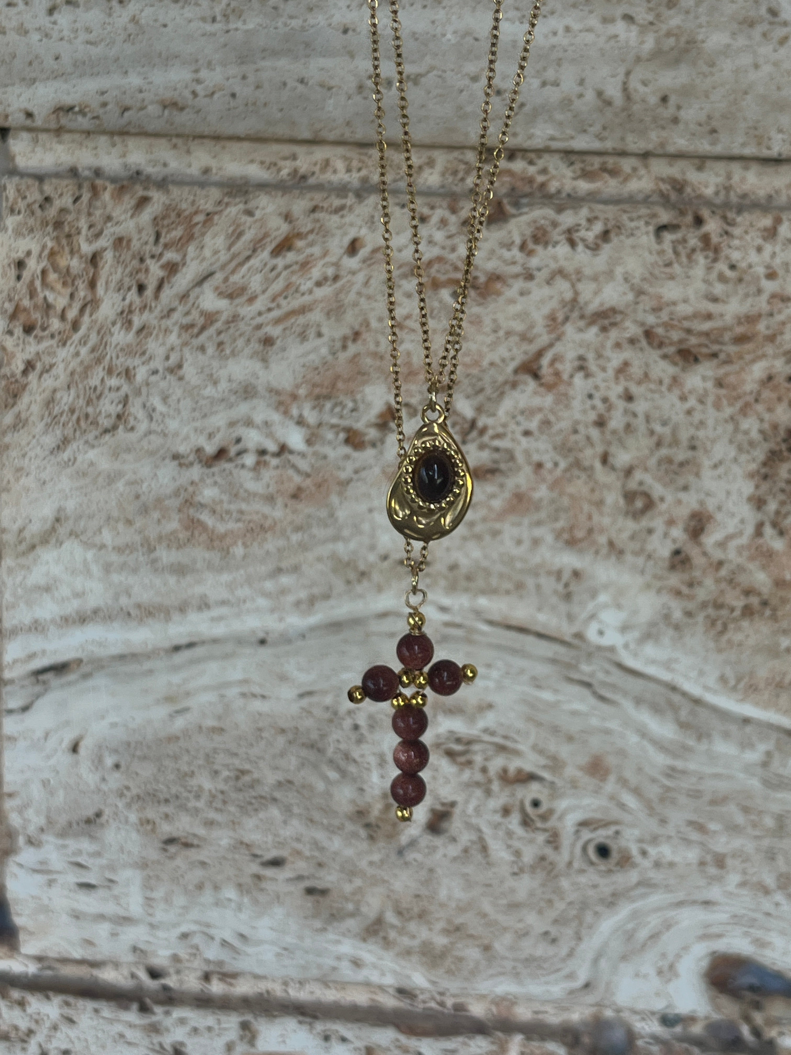 Mother’s Day Set: "Sacred Love" – Σετ Διπλό Κολιέ με Σταυρό & Δάκρυ