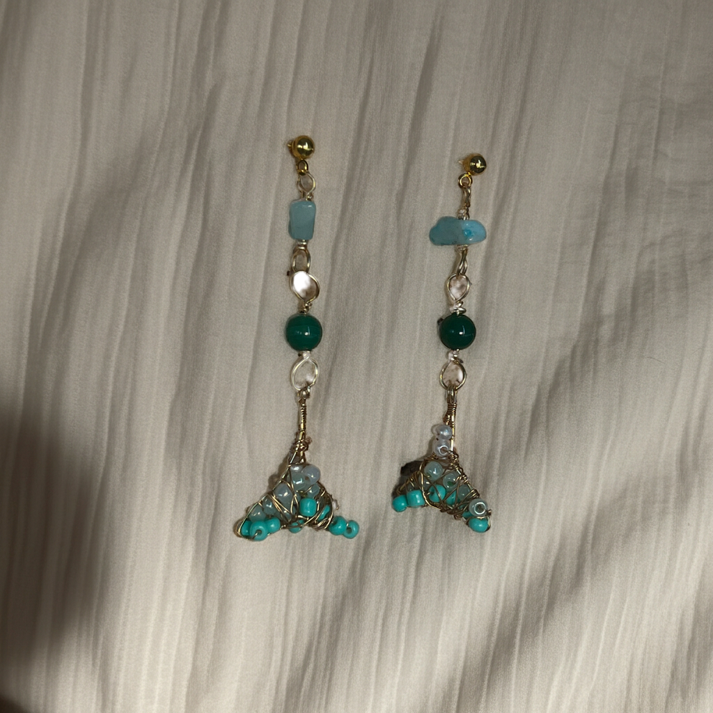 Ocean Queen Tails – Handmade Amazonite & Turquoise Tail Earrings