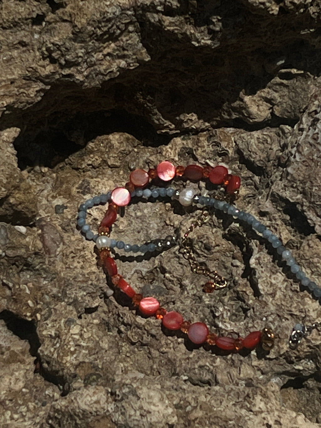 Aegean Coral Pearl Anklet - Sirena Jewelry
