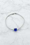 Aegean Cube Cuff / Ασημένια Χειροπέδα με Μπλε Γεωμετρικό Κύβο - Sirena Jewelry
