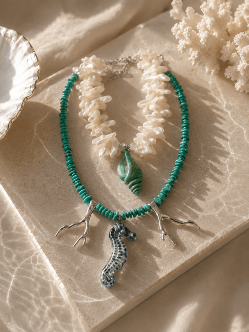 Aegean Seahorse Statement Necklace - Sirena Jewelry