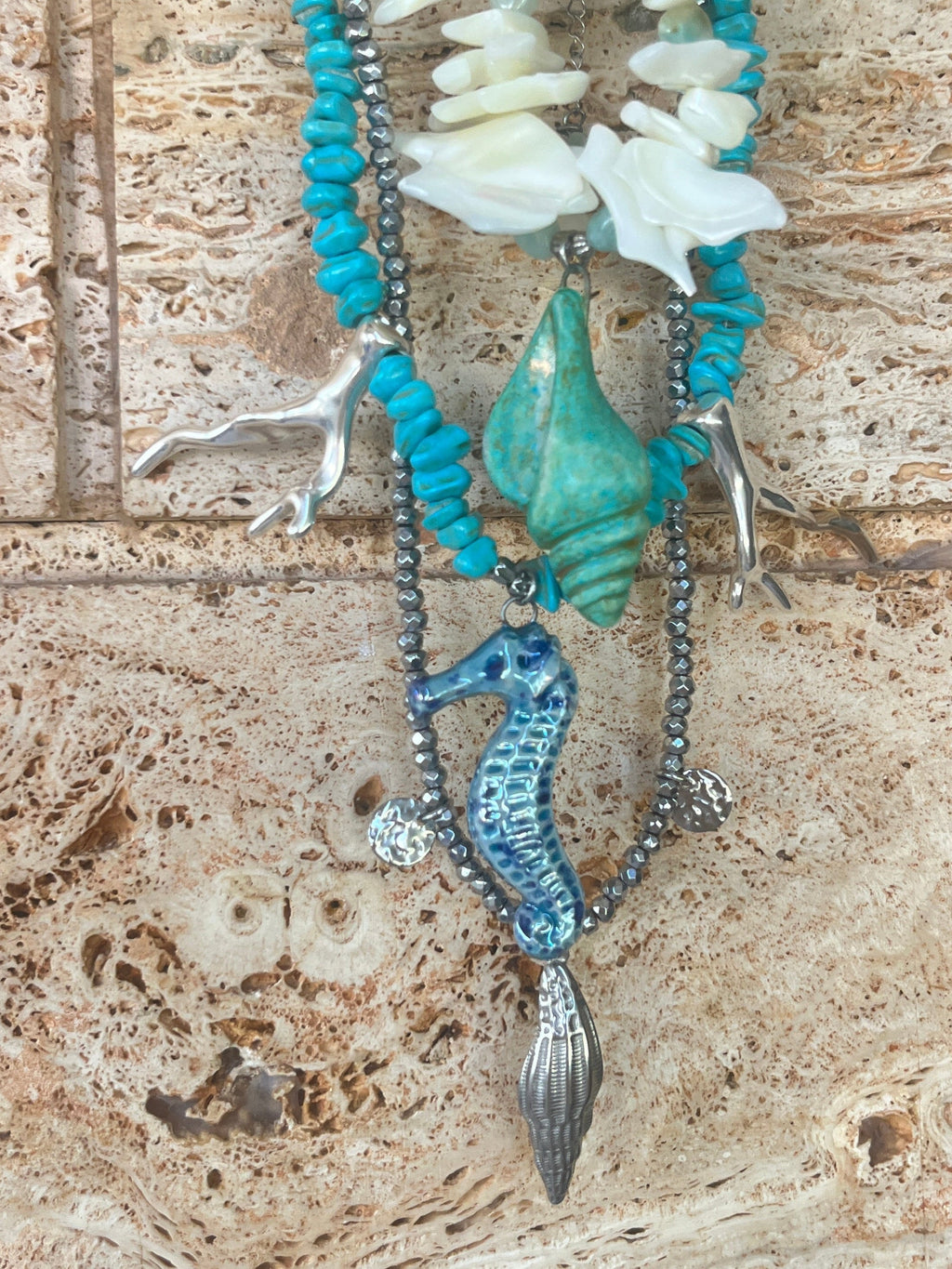 Aegean Seahorse Statement Necklace - Sirena Jewelry