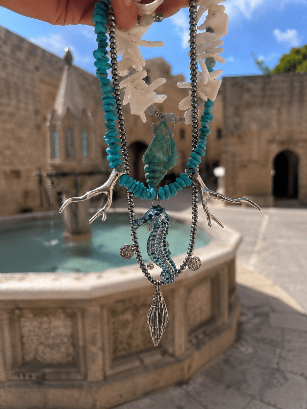 Aegean Seahorse Statement Necklace - Sirena Jewelry