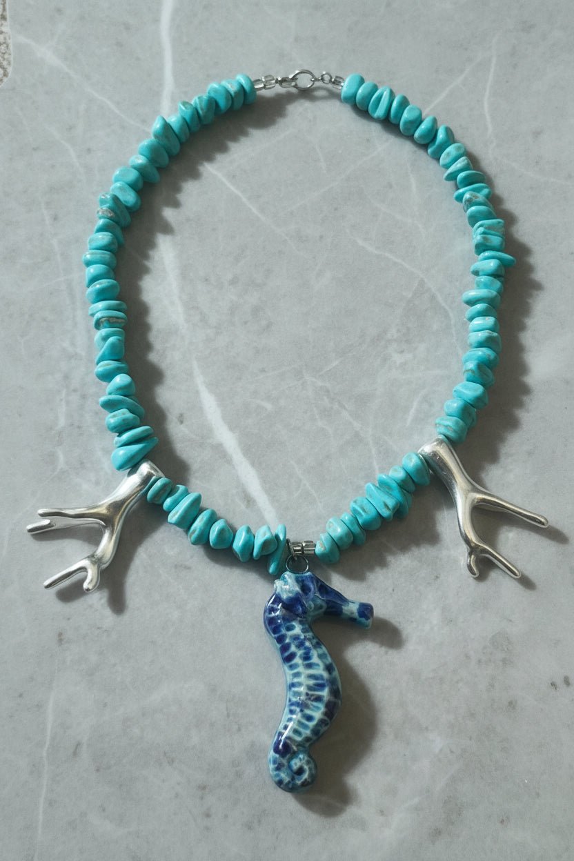 Aegean Seahorse Statement Necklace - Sirena Jewelry
