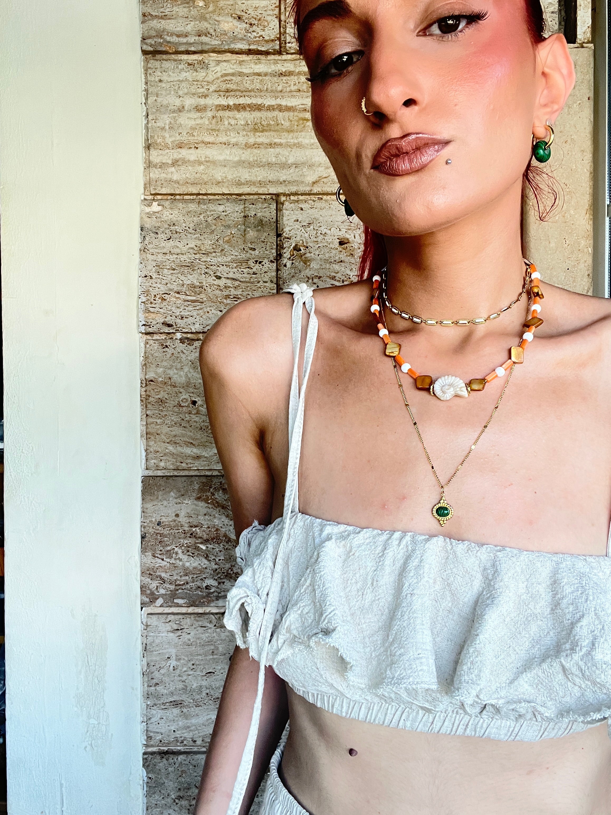 Aegean Sunset Necklace – Shell, Mother of Pearl & Semi-Precious Stones - Sirena Jewelry