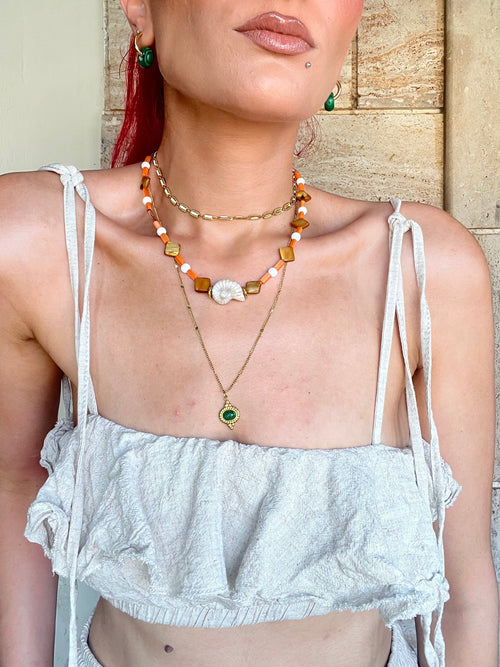 Aegean Sunset Necklace – Shell, Mother of Pearl & Semi-Precious Stones - Sirena Jewelry