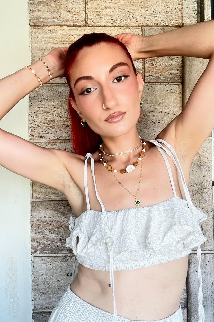 Aegean Sunset Necklace – Shell, Mother of Pearl & Semi-Precious Stones - Sirena Jewelry