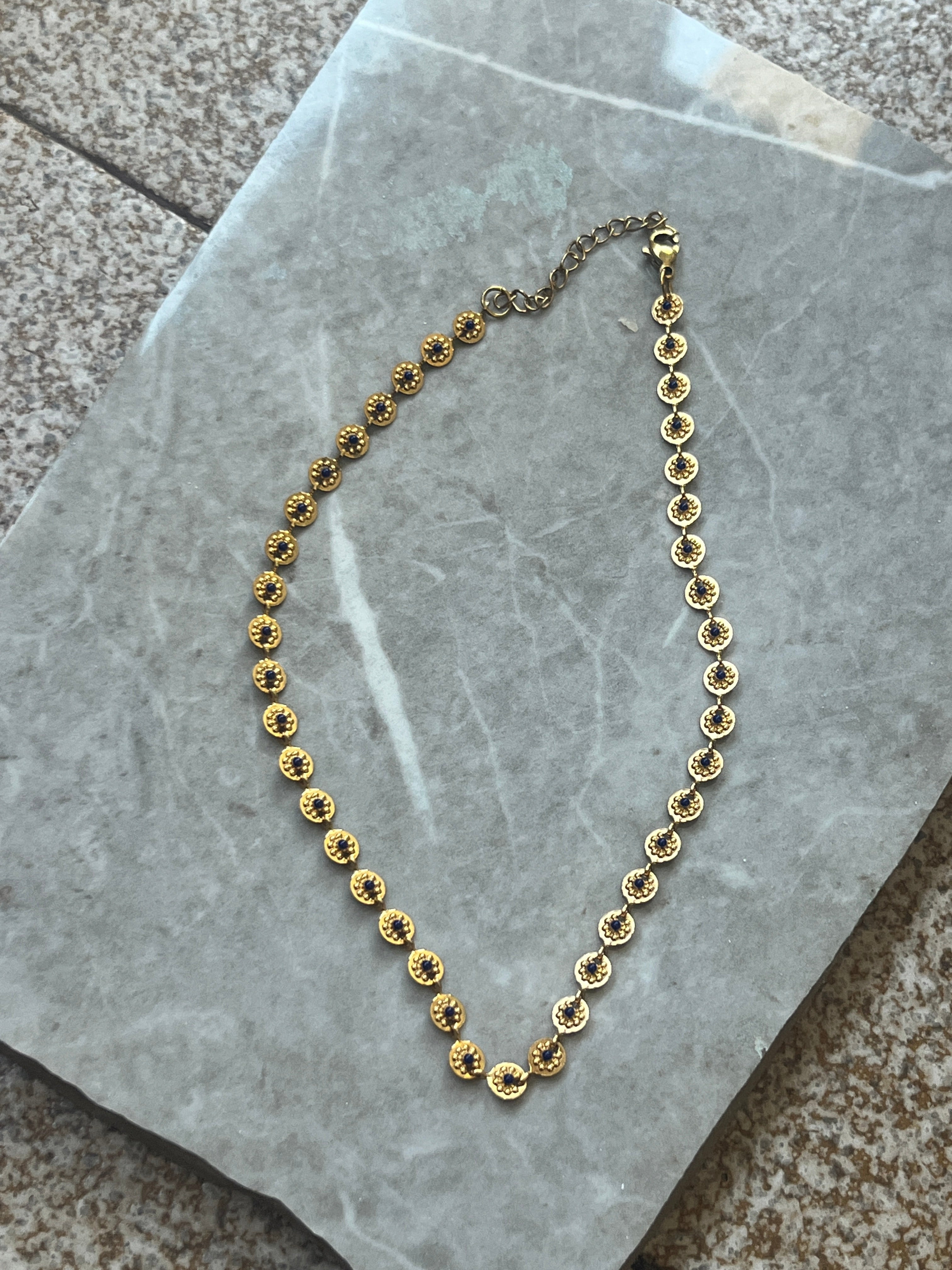 Choker "Kyma" με Μπλε Σμαλτο - Sirena Jewelry