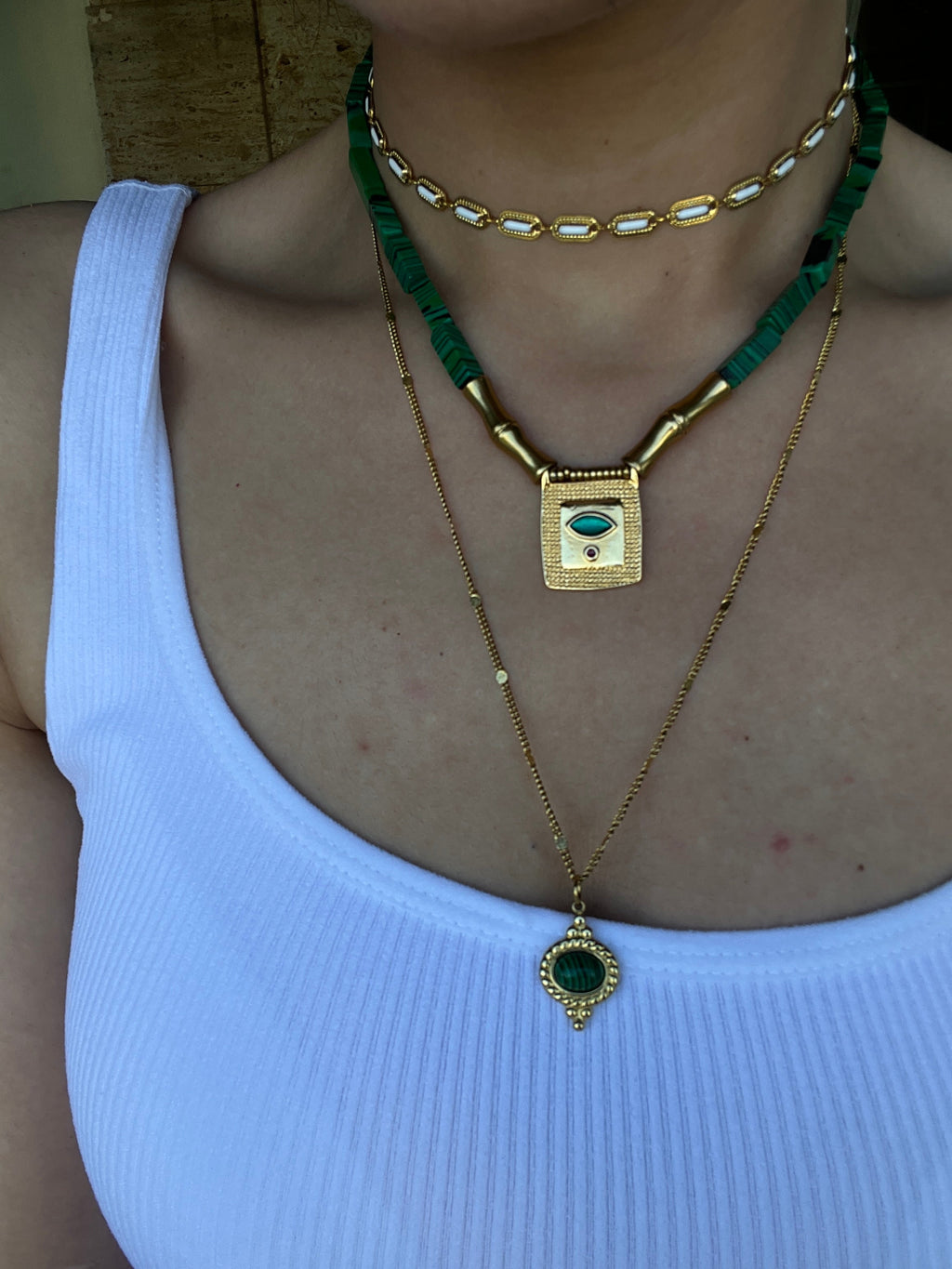Cleopatra Full Enamel & Malachite Set - Sirena Jewelry