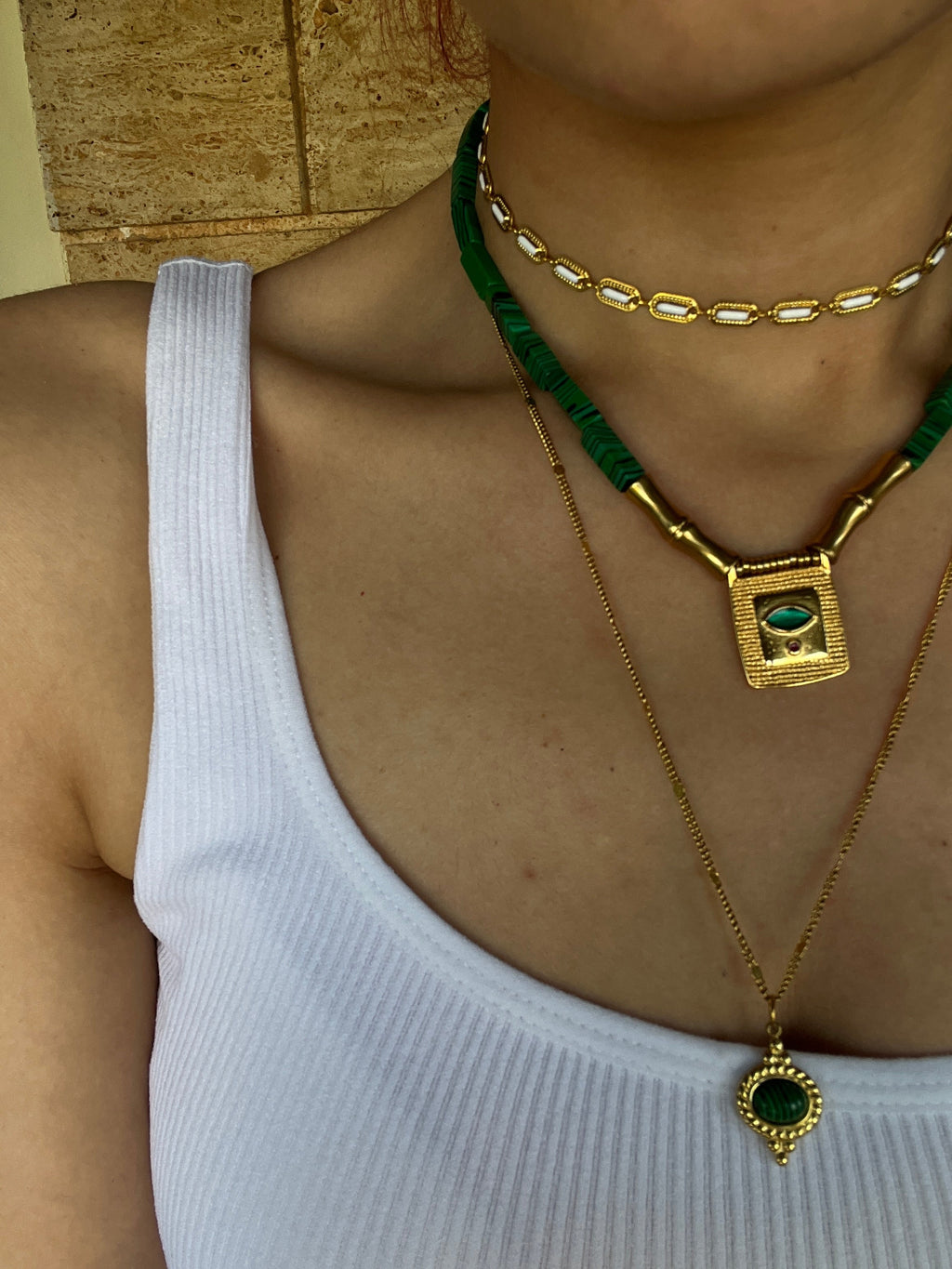 Cleopatra Full Enamel & Malachite Set - Sirena Jewelry