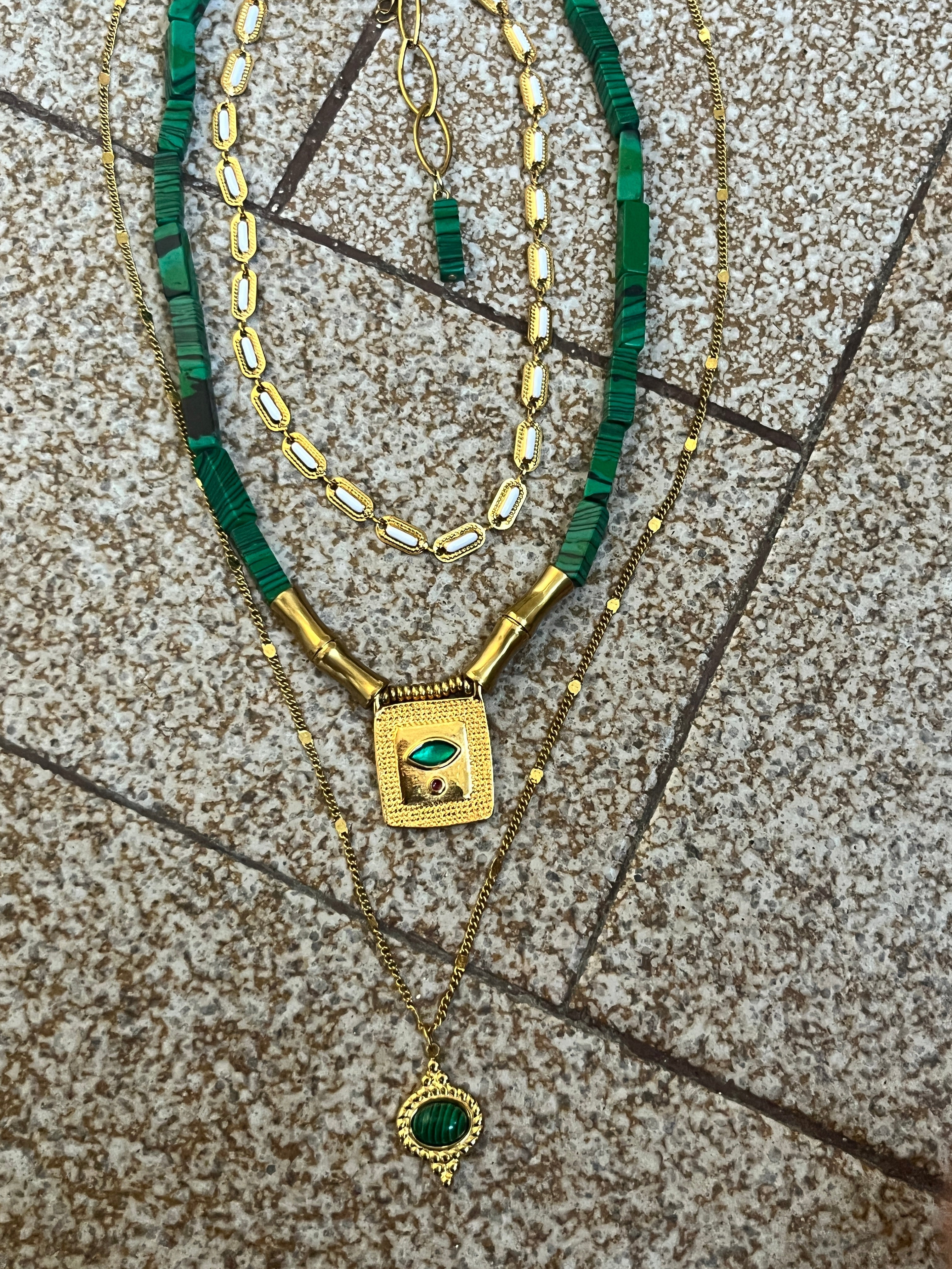 Cleopatra Full Enamel & Malachite Set - Sirena Jewelry