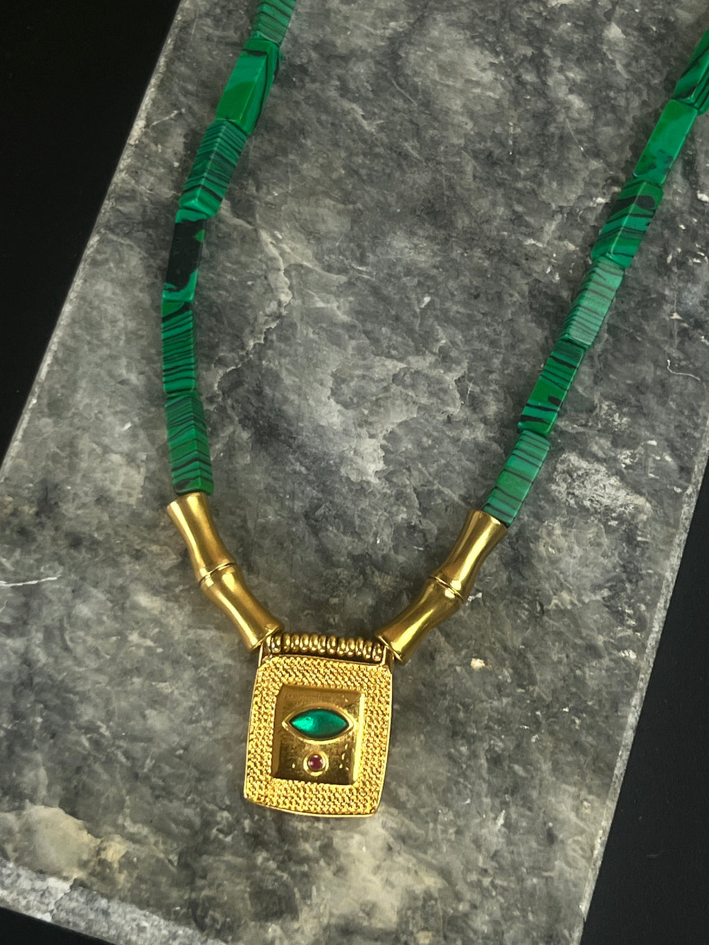 Cleopatra Malachite Statement Necklace - Sirena Jewelry