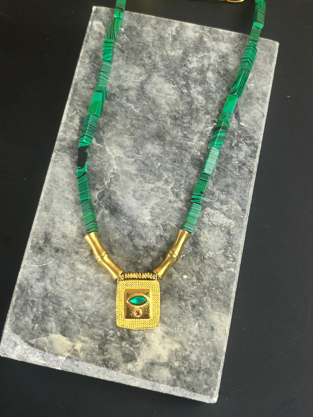 Cleopatra Malachite Statement Necklace - Sirena Jewelry
