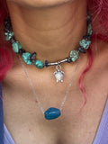 Deep Blue Mineral Drop – Handmade Long Layering Necklace - Sirena Jewelry