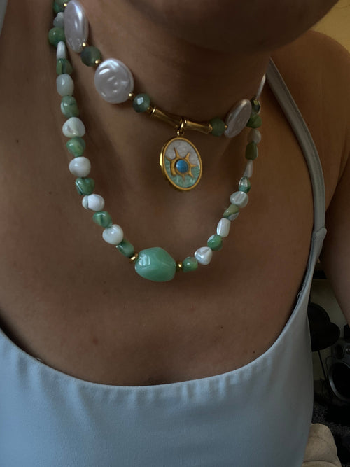 "Emerald Tide" Mother of Pearl Necklace - Sirena Jewelry