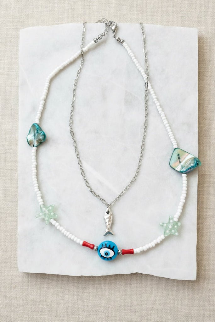 Evil Eye & Fish Charm Layering Set - Sirena Jewelry