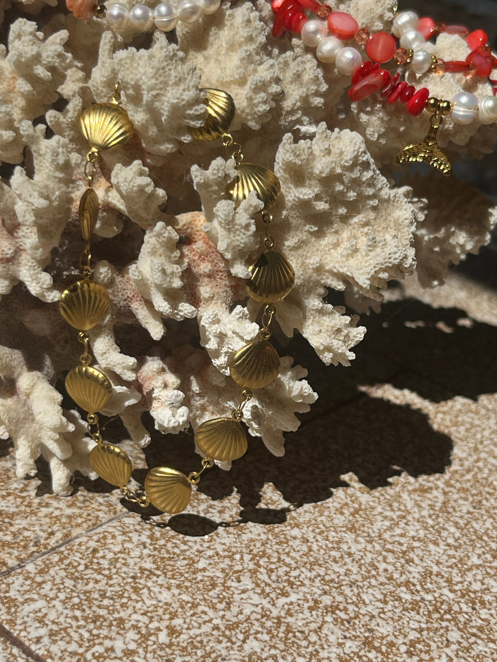 "Golden Shells" Statement Chained Anklet | Stainless Steel - Sirena Jewelry