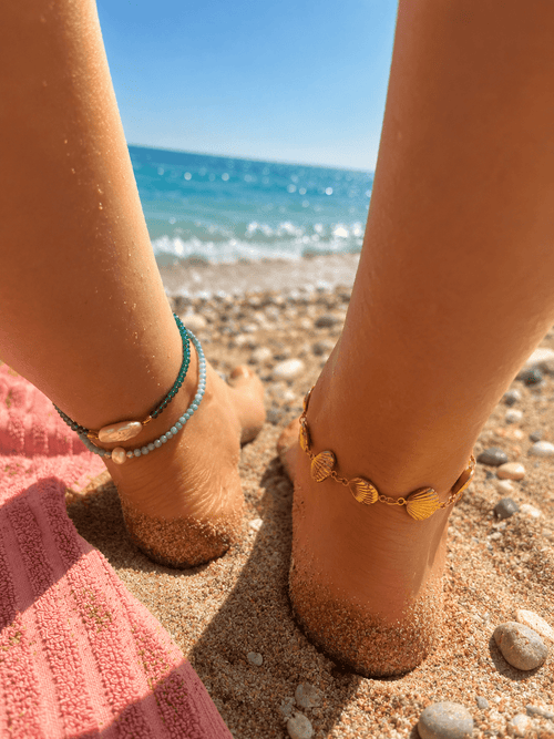 "Golden Shells" Statement Chained Anklet | Stainless Steel - Sirena Jewelry