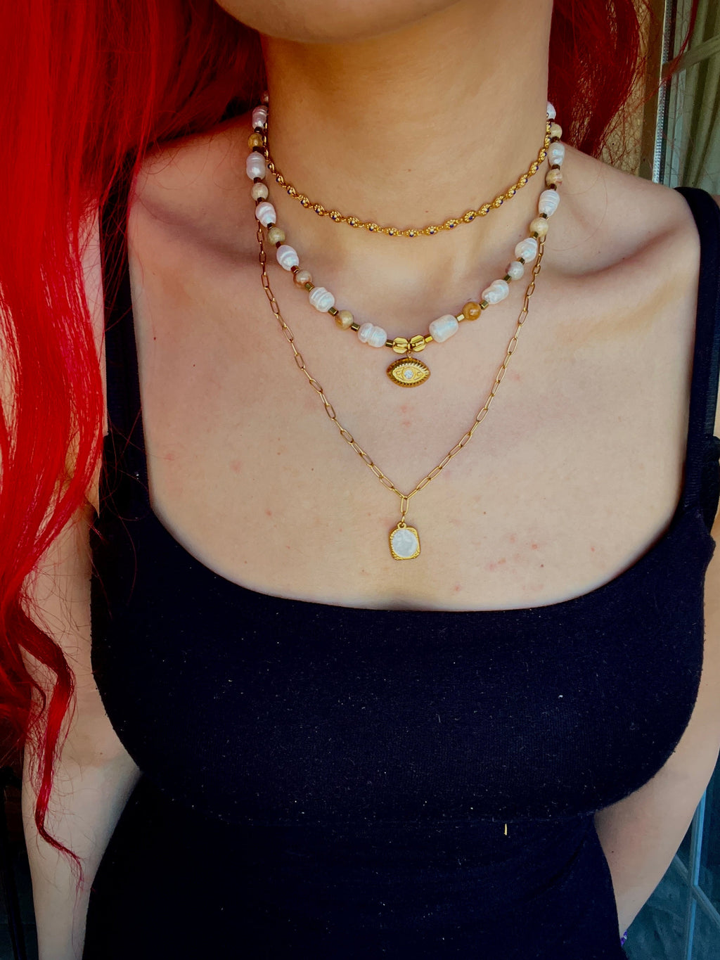 "Golden Summer" Layering Necklace Set (3 τμχ) - Sirena Jewelry