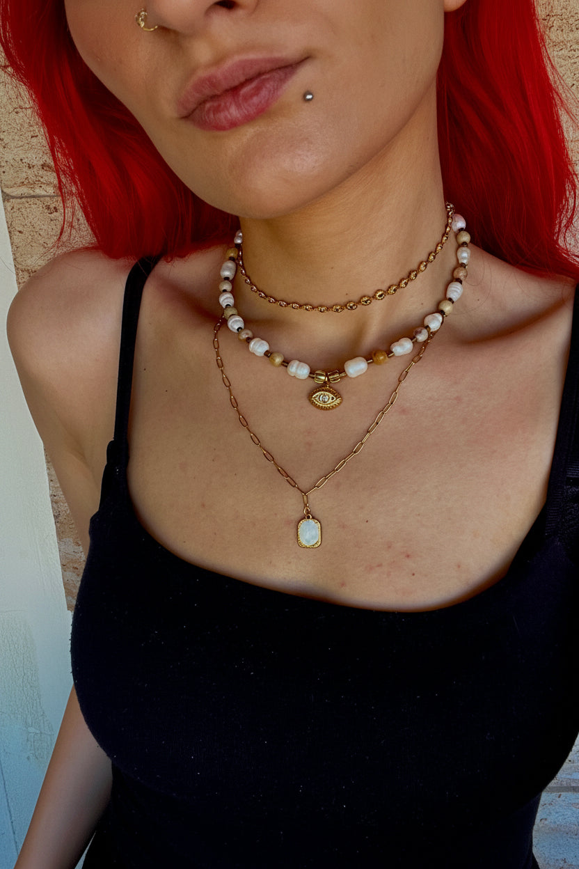 "Golden Summer" Layering Necklace Set (3 τμχ) - Sirena Jewelry