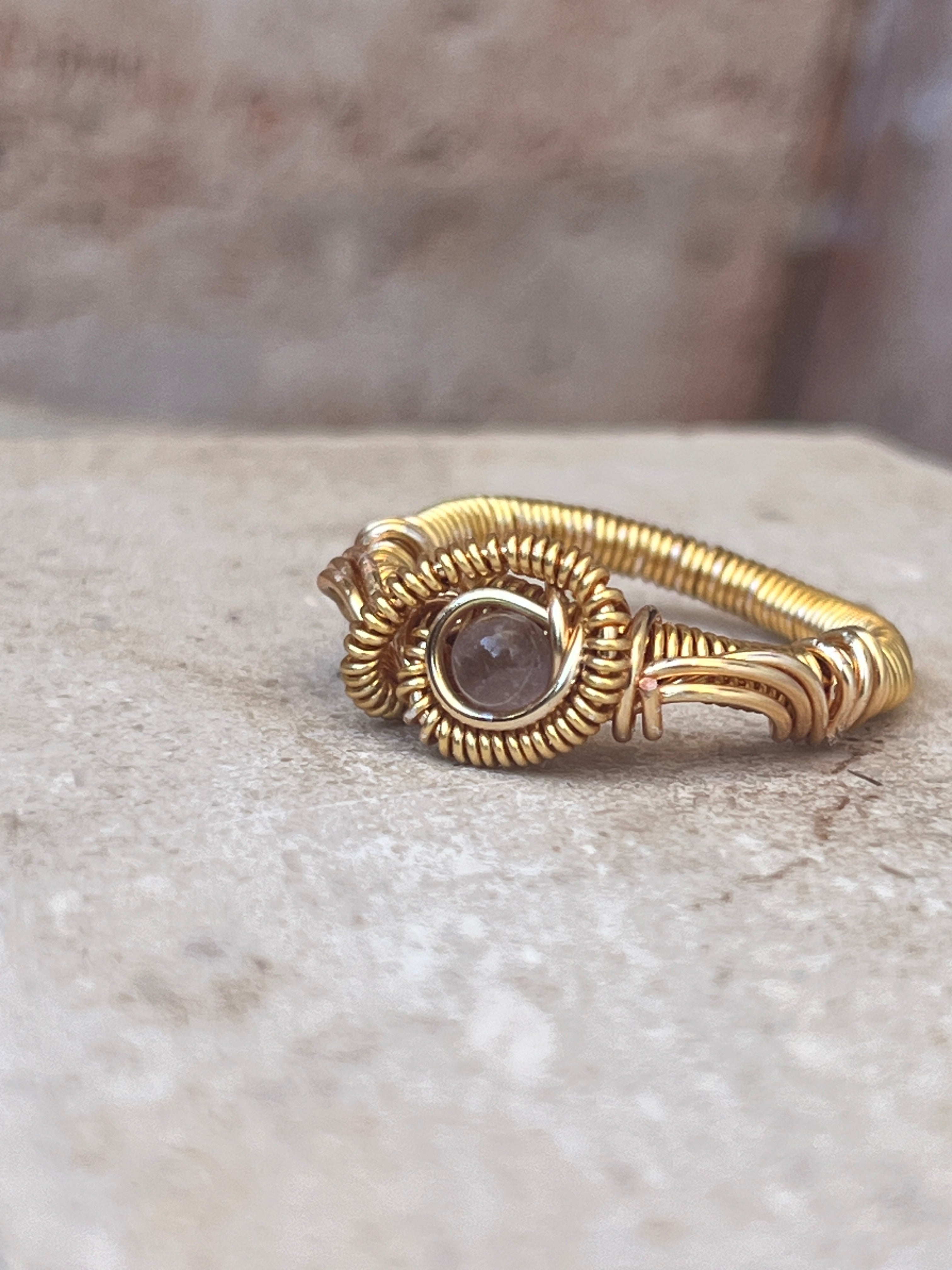 Handmade Amethyst Wire Wrap Ring - Sirena Jewelry