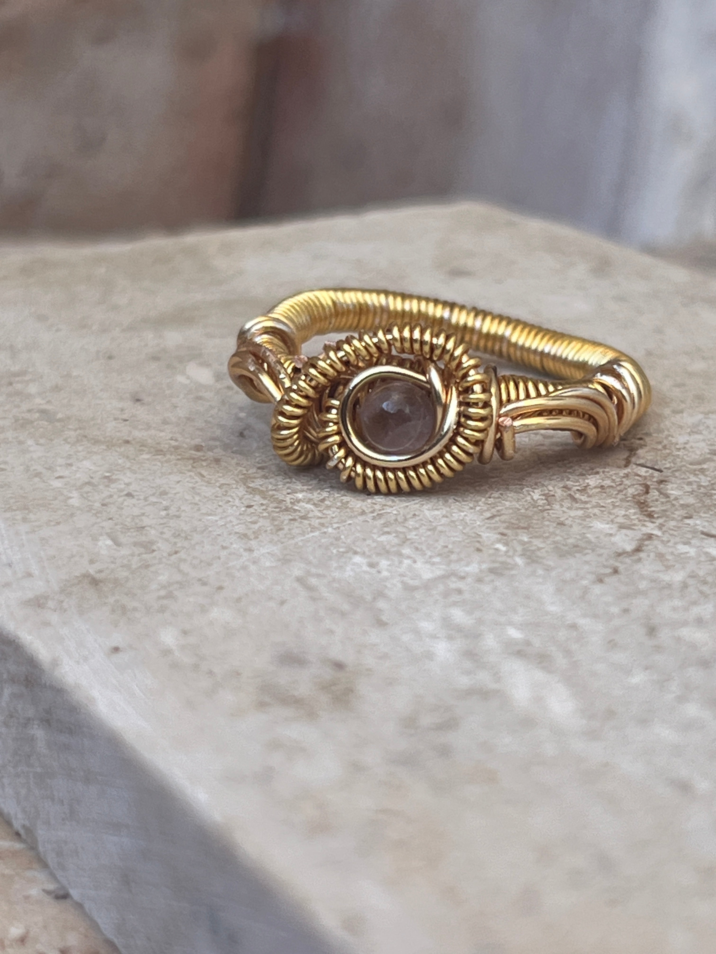 Handmade Amethyst Wire Wrap Ring - Sirena Jewelry