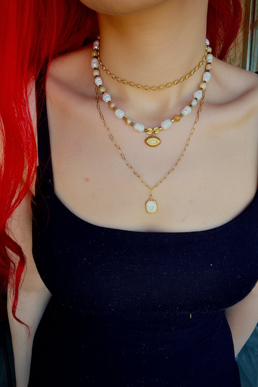 Κολιέ "Sirena" με Φυσικά Μαργαριτάρια & Μάτι - Sirena Jewelry