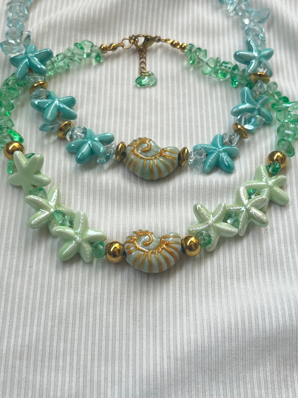Ocean Turquoise Choker – Χειροποίητο Κολιέ με Κοχύλι & Αστερίες - Sirena Jewelry