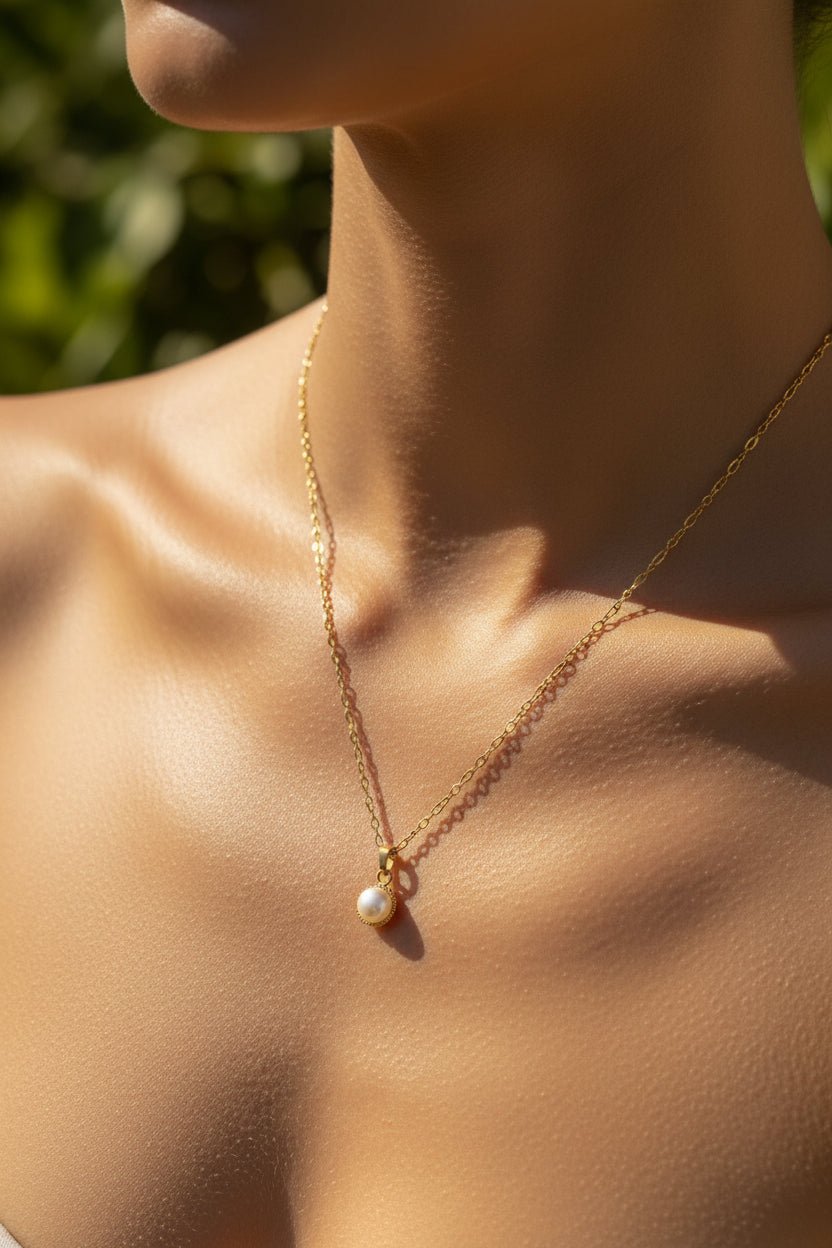 Pearl Gold Pendant Necklace - Sirena Jewelry